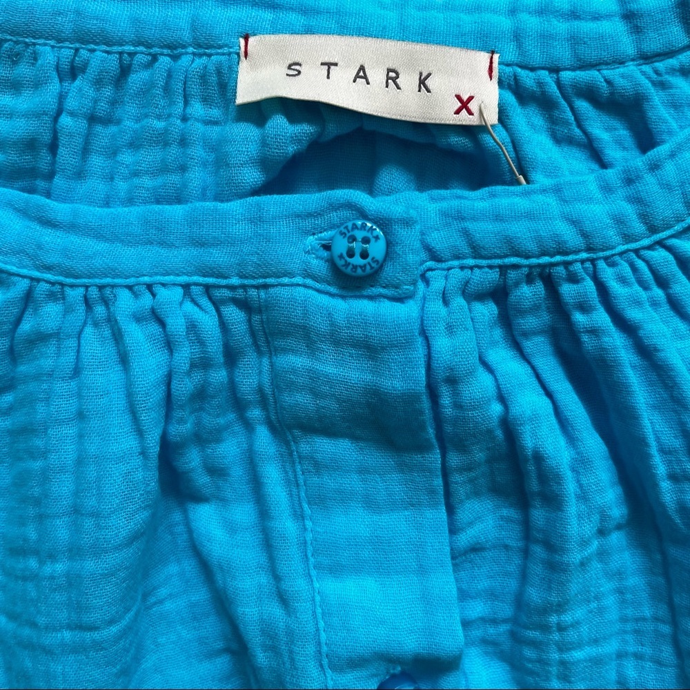 STARK X OVERSIZED BLUE COTTON MIDI DRESS SIZE XS MINIMALIST Chic Contemporary - Picture 4 of 13